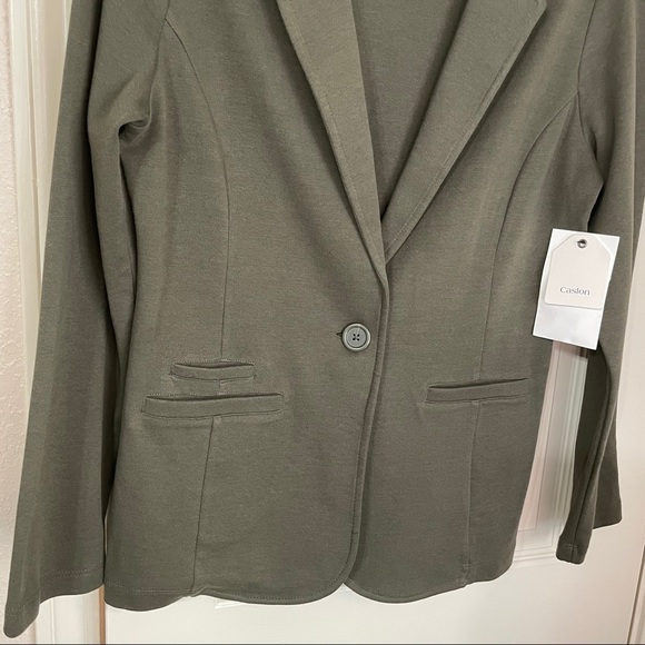 Women's Cotton Button Blazer Jacket - Picture 2 of 8